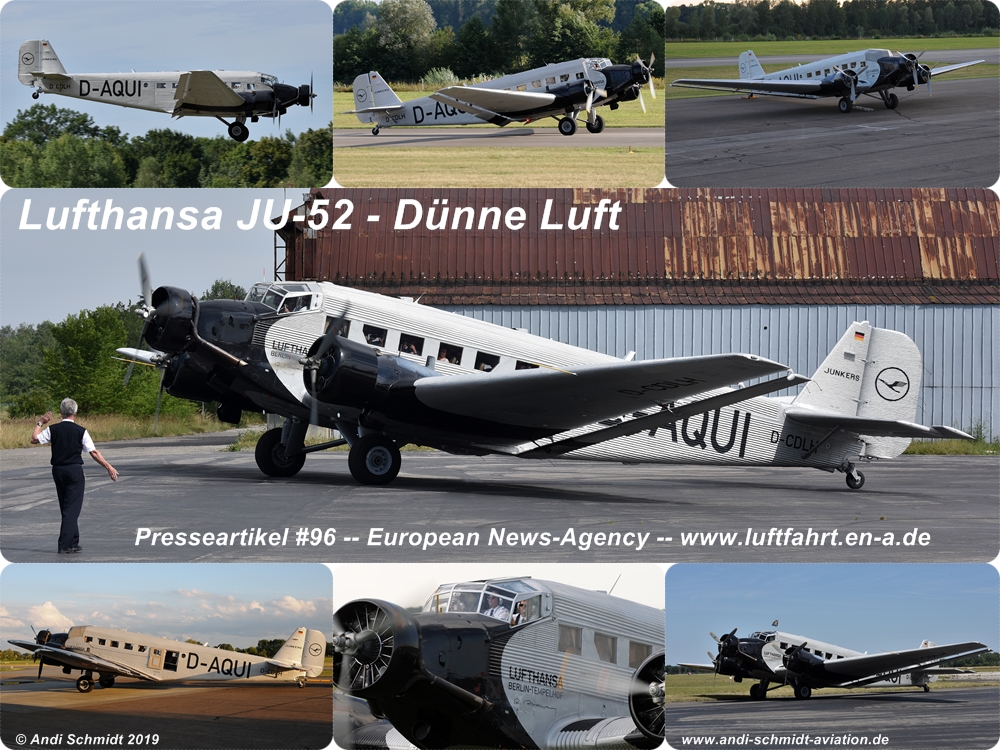 Lufthansa JU-52 -- Dünne Luft, Presseartikel #96 von Andi Schmidt für European News-Agency, www.luftfahrt.en-a.de